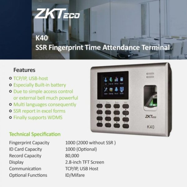 ZKTeco K60 Fingerprint Access Control Terminal