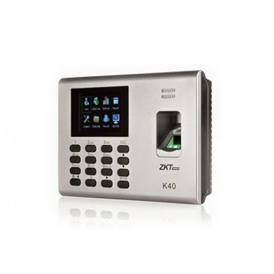 ZKTeco K40 Fingerprint Time Attendance And Access Control The ZKTeco K40 has a 2.8-inch TFT display as well as TCP / IP and USB host data management systems and connectivity. The size of the device is neither too big nor too small. Its actual dimension is 18.4 X 13.6 X 3.76 centimeters. It has the capacity to hold 1000 fingerprints as well as the capacity to hold 1000 ID cards as well as the ability to hold 60,000 records in one go.