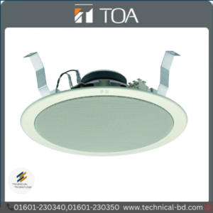 Install the TOA PC-2852 15-watt ceiling speaker for clear background music and announcements. Perfect for offices, shops, restaurants, and hotels in Bangladesh.