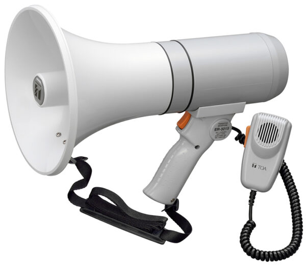 TOA ER-3215 Hand Grip Megaphone 23W Max the TOA ER-3215 professional megaphone in Bangladesh. 23W max, 400m range, detachable microphone. Ideal for events, tours & industrial announcements.