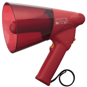 the Toa ER-1206S Megaphone splash-proof in Bangladesh. 10W max, IPX5, 250m range, red finish with siren. Ideal for emergency, security & safety personnel.